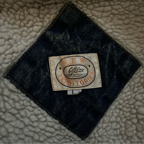 Y2K New Territories Barn Chore Jacket Lambs Leather Sherpa Denim Men’s Large - Picture 7 of 15